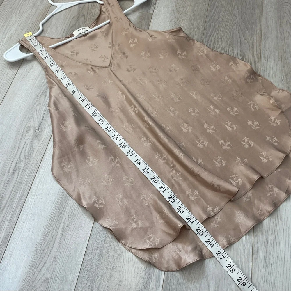 Billy Reid Blouse silk v neck printed sleeveless satin womens Tan (small) chic - Picture 3 of 6